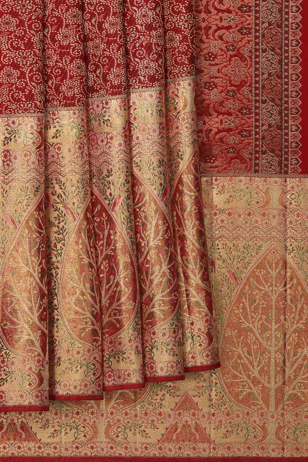 Image of A Bridal Red Brocade Kanjivaram Silk Saree