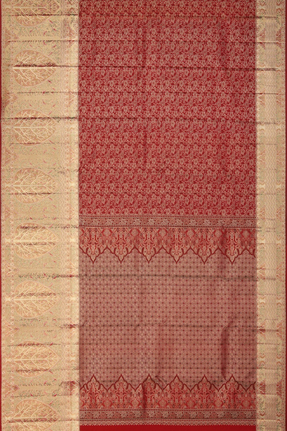Image of A Bridal Red Brocade Kanjivaram Silk Saree