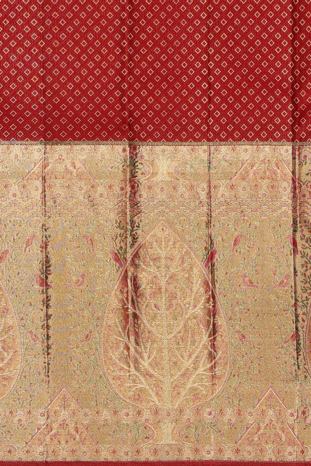 Image of A Bridal Red Brocade Kanjivaram Silk Saree