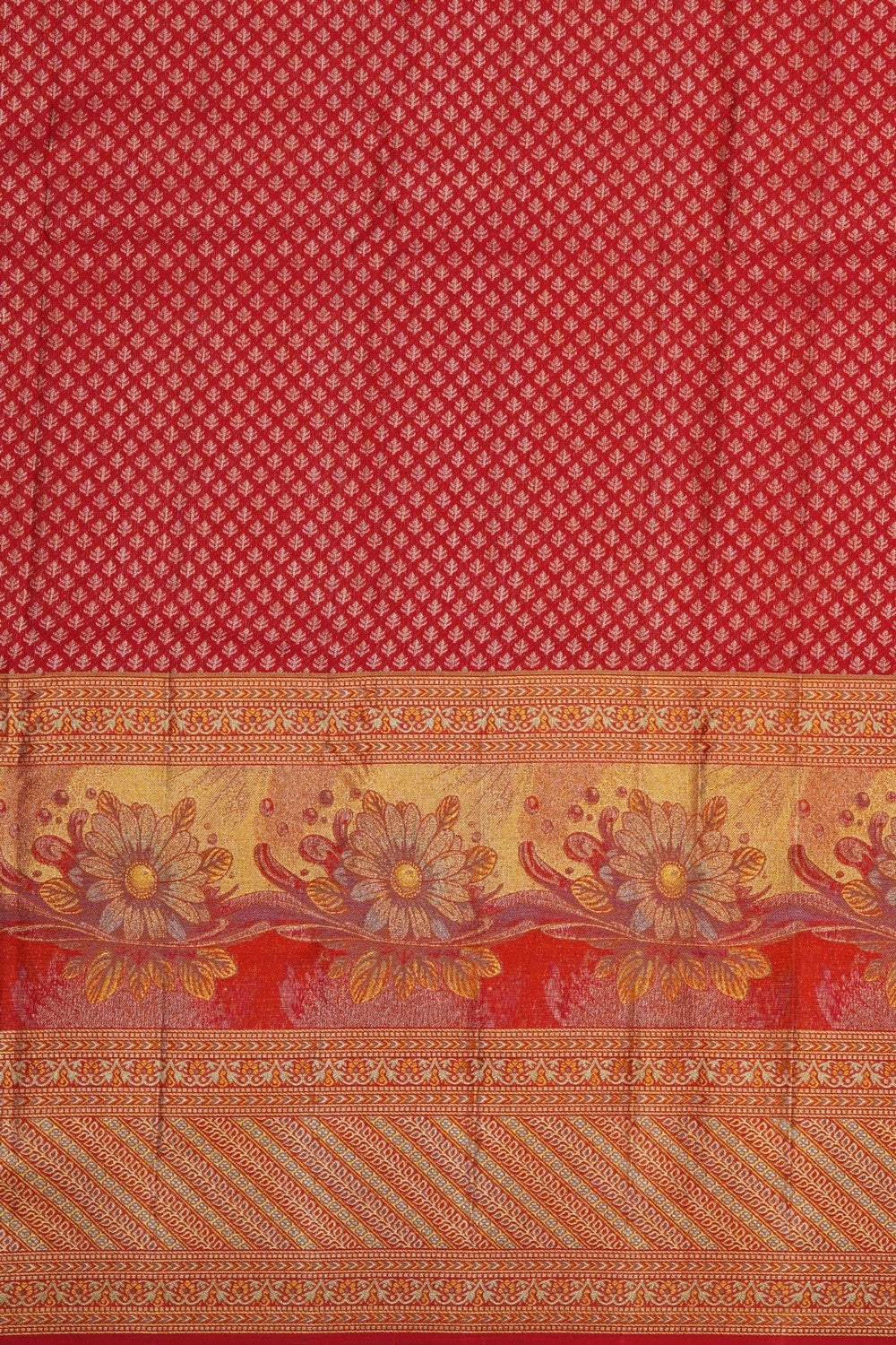 Image of A Smoky Green Brocade Kanjivaram Silk Saree