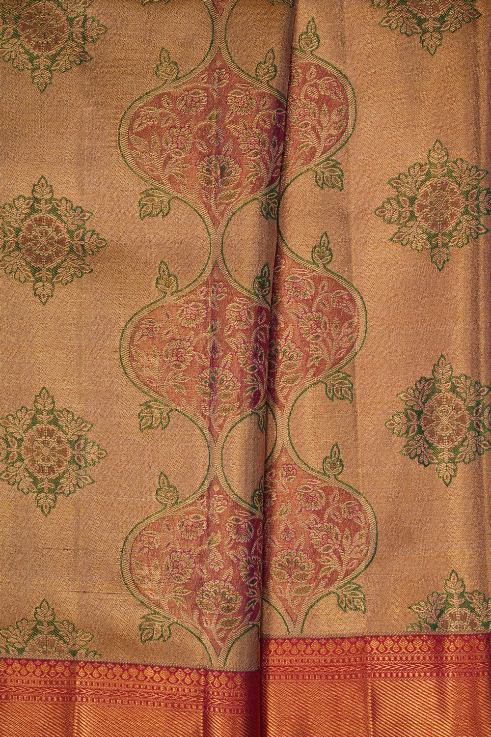 Image of Golden Brocade Kanjivaram Silk Saree