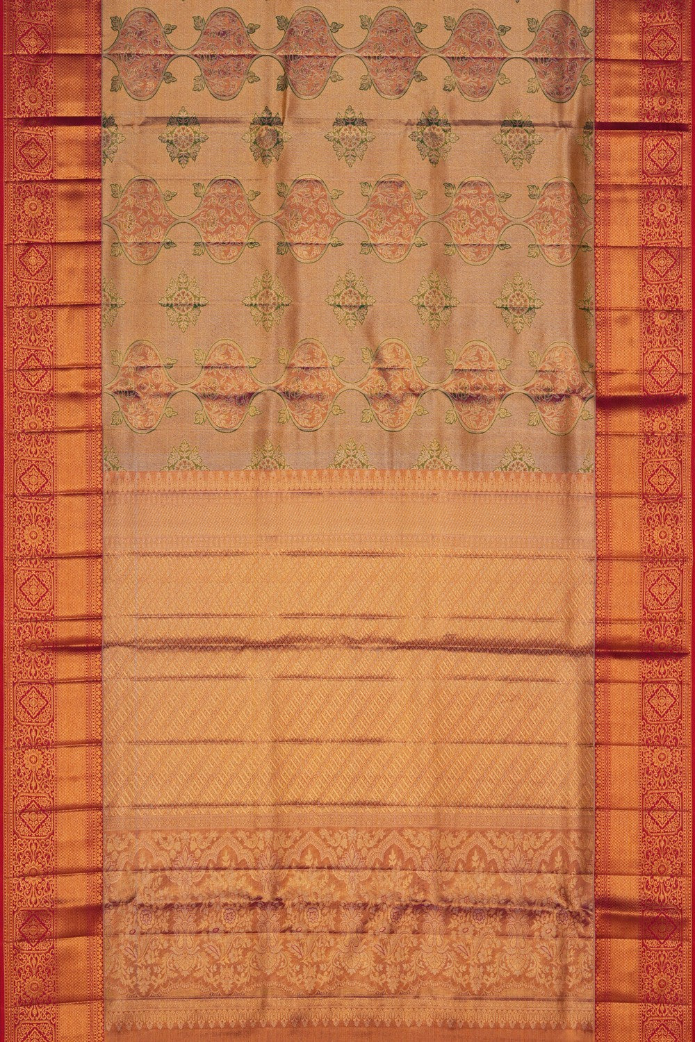 Image of Golden Brocade Kanjivaram Silk Saree