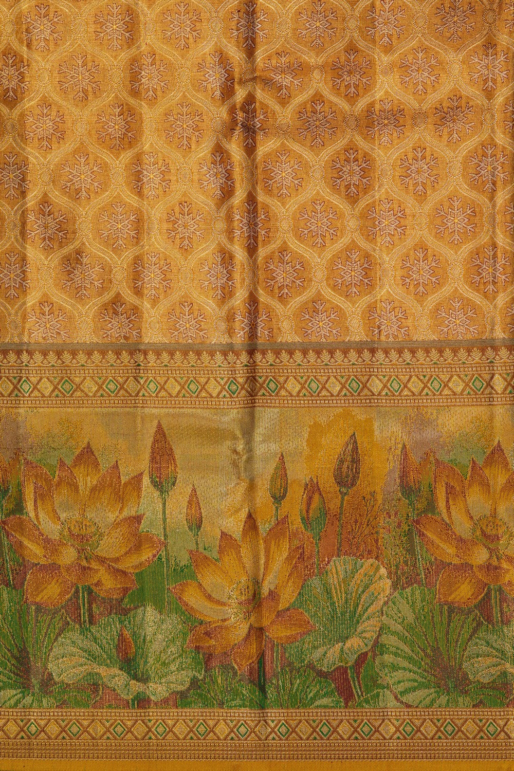 Image of Golden Brocade Kanjivaram Silk Saree