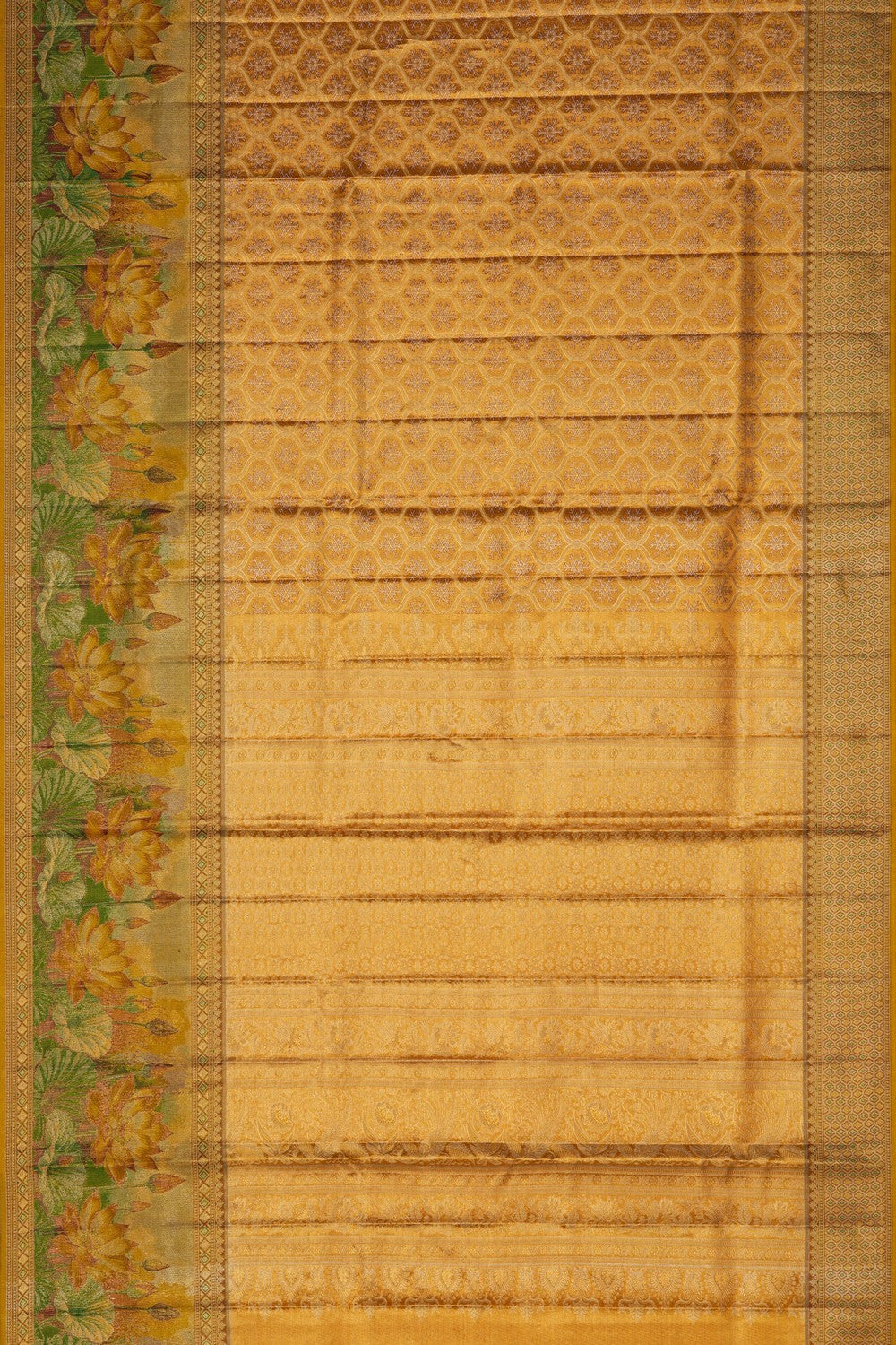 Image of Golden Brocade Kanjivaram Silk Saree