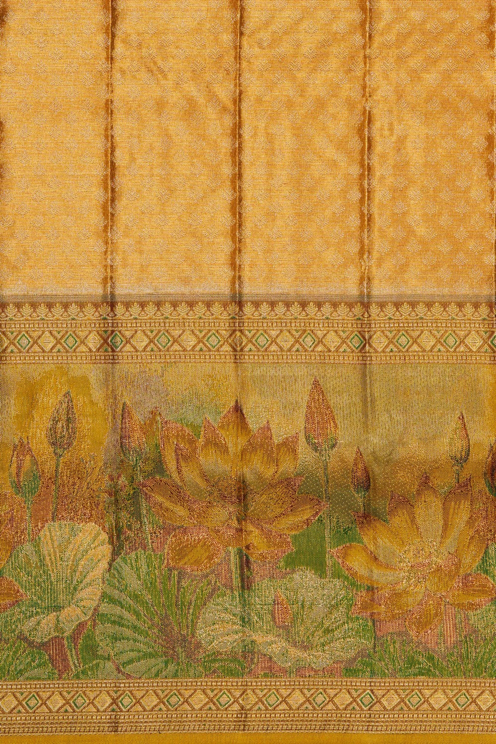 Image of Golden Brocade Kanjivaram Silk Saree