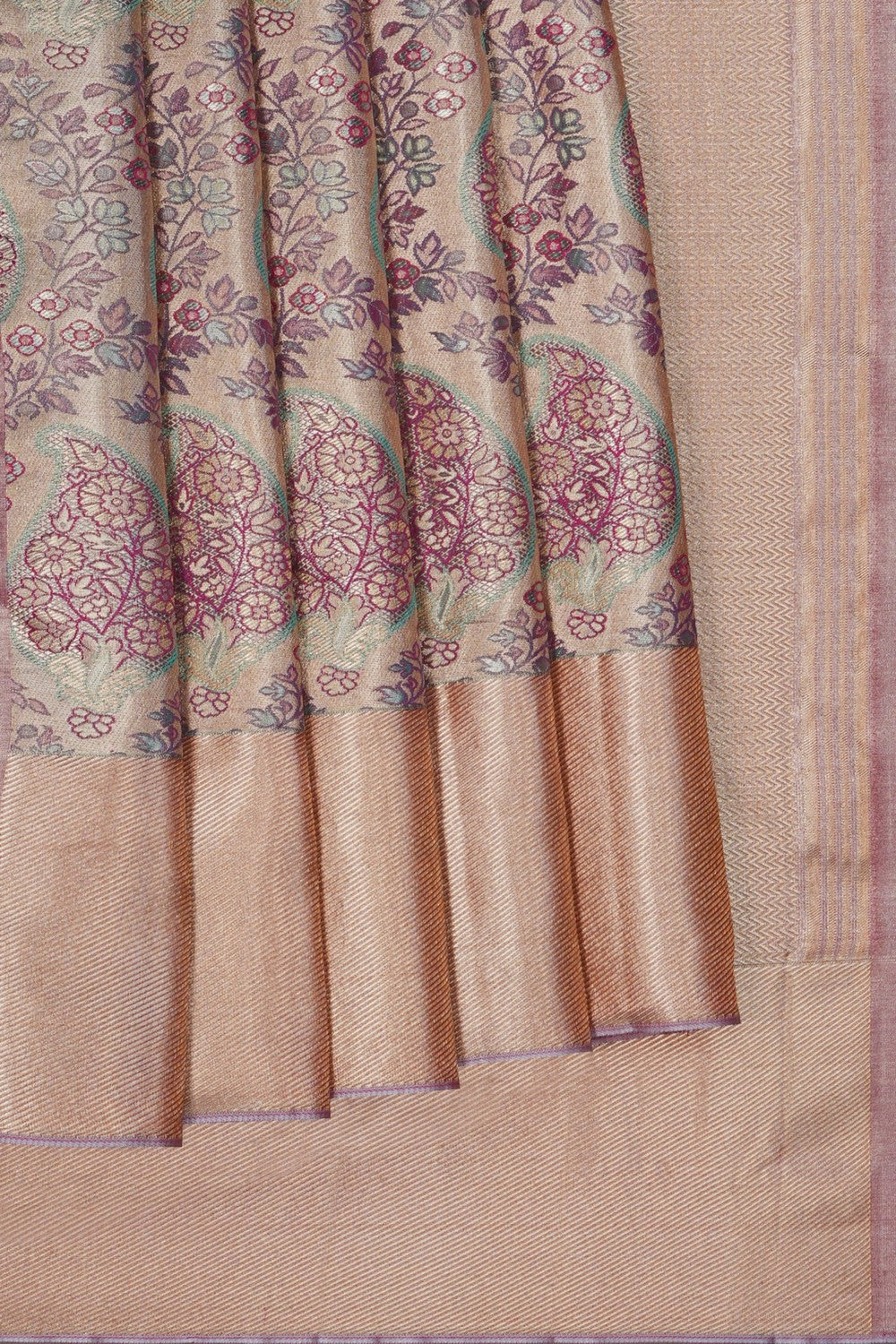 Image of Silver Tissue Brocade Kanjivaram Silk Saree