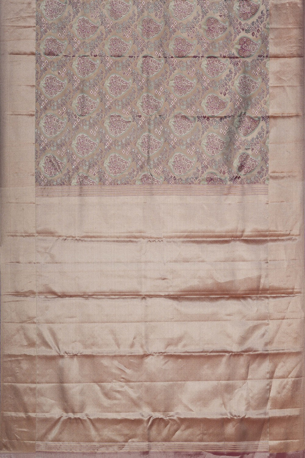 Image of Silver Tissue Brocade Kanjivaram Silk Saree