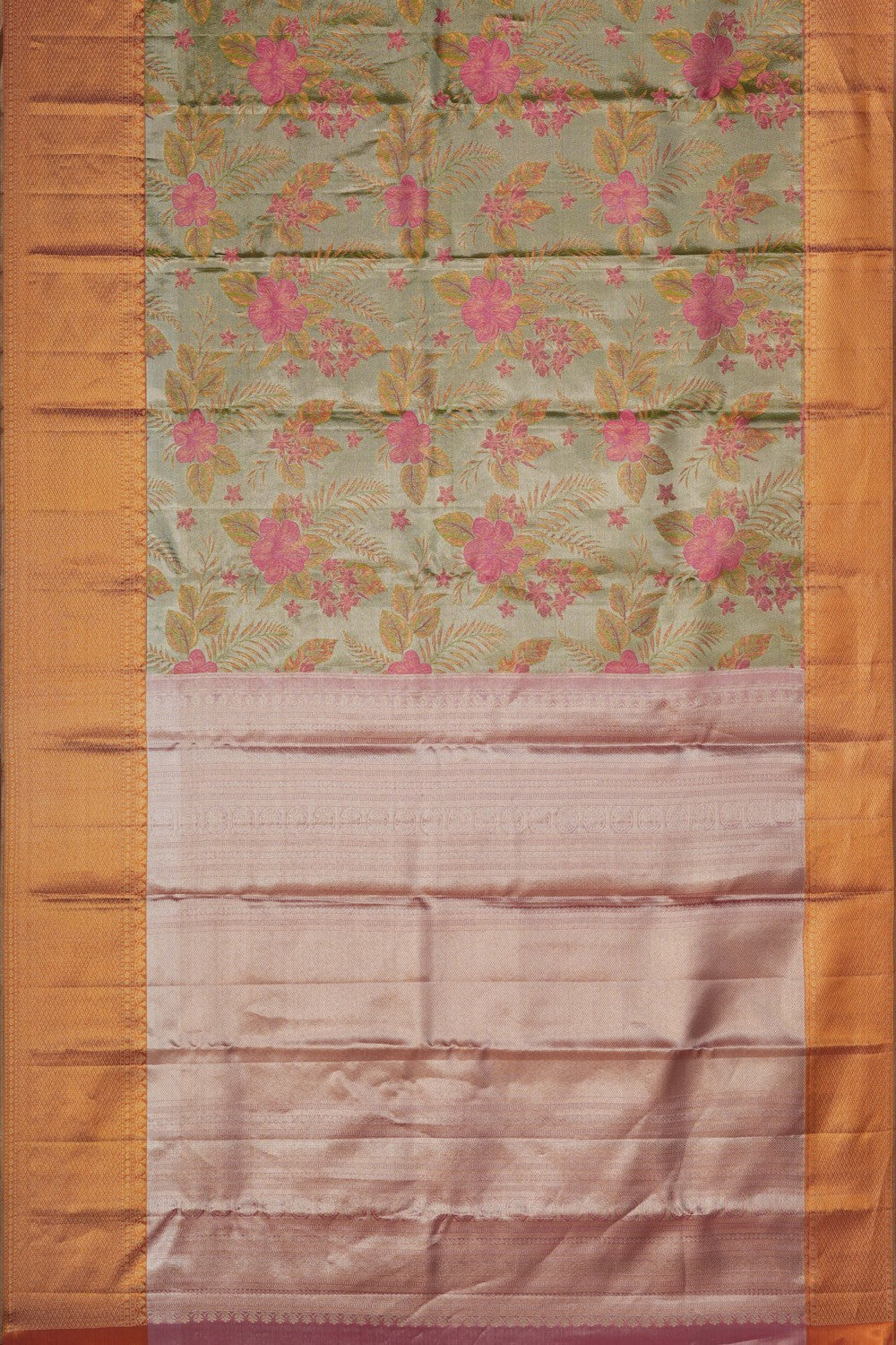 Image of Green Tissue Brocade Kanjivaram Silk Saree