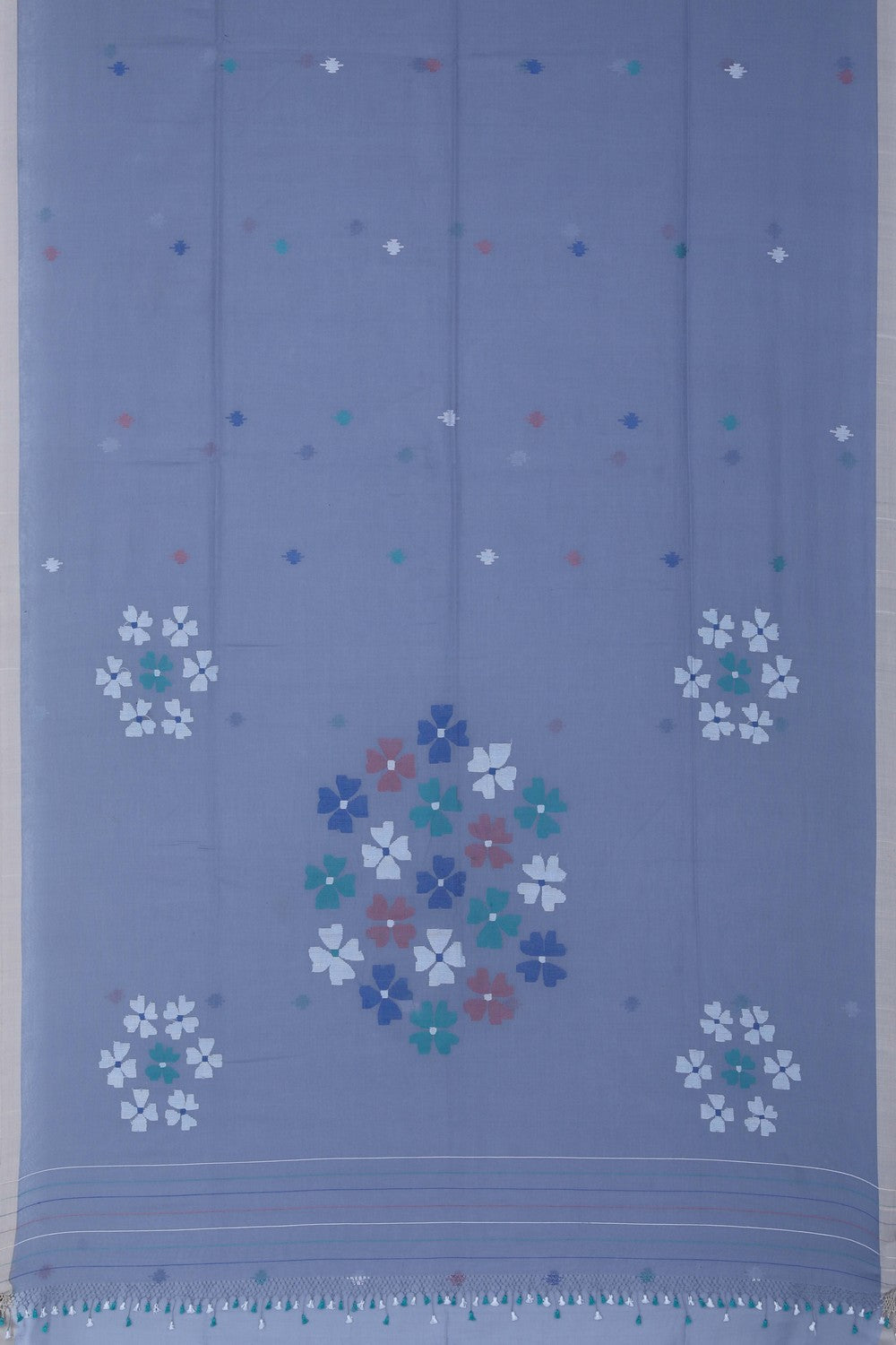 Image of Dhakai Handspun Cotton Saree With Jamdani Pallu