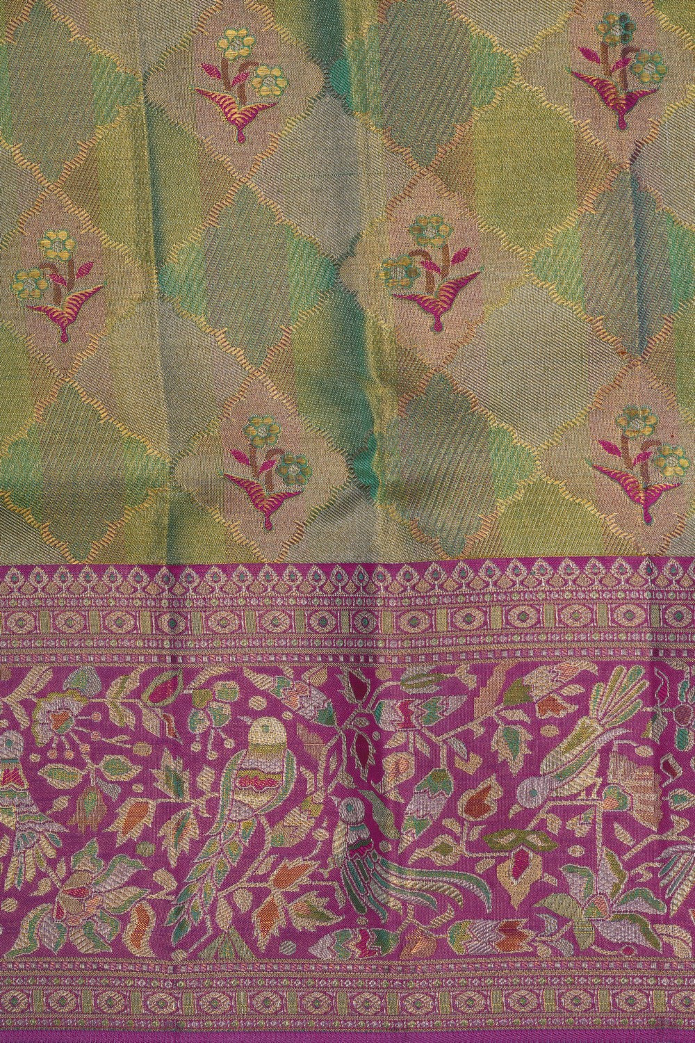 Image of A Green Brocade Kanjivaram Silk Saree