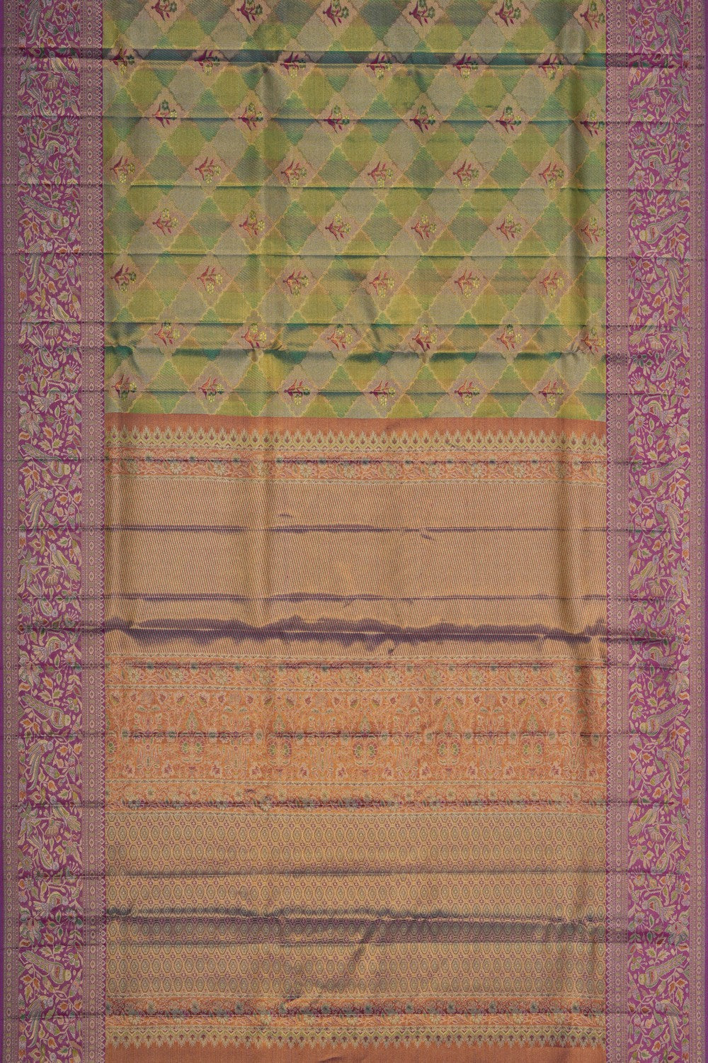 Image of A Green Brocade Kanjivaram Silk Saree