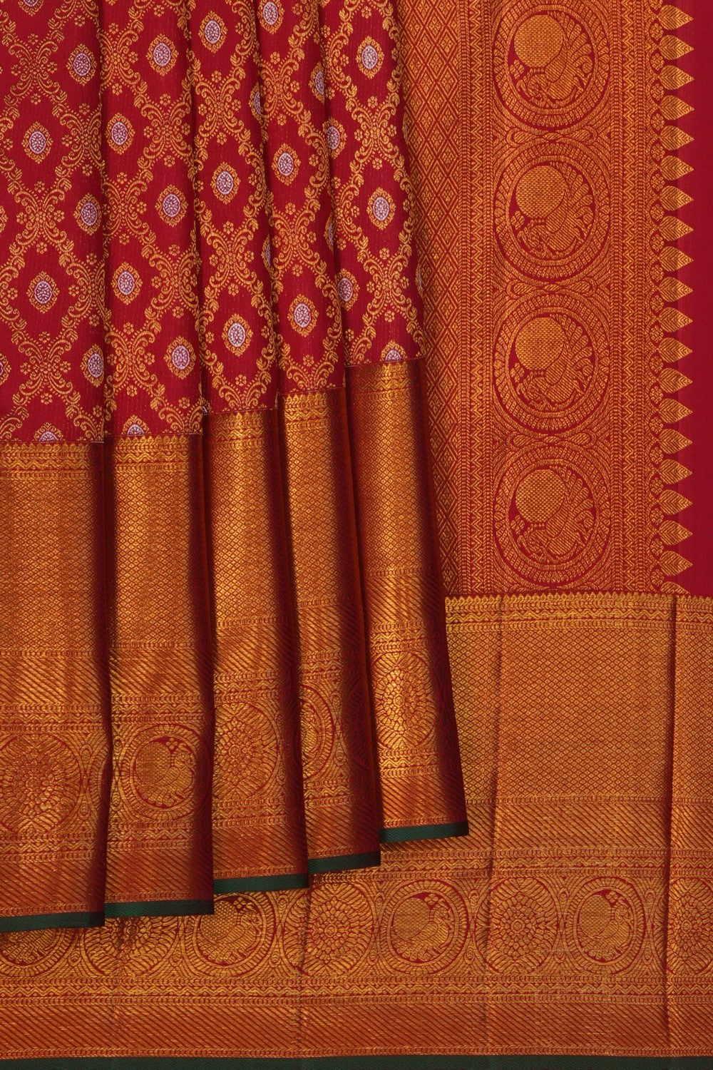Image of A Red Brocade Kanjivaram Silk Saree