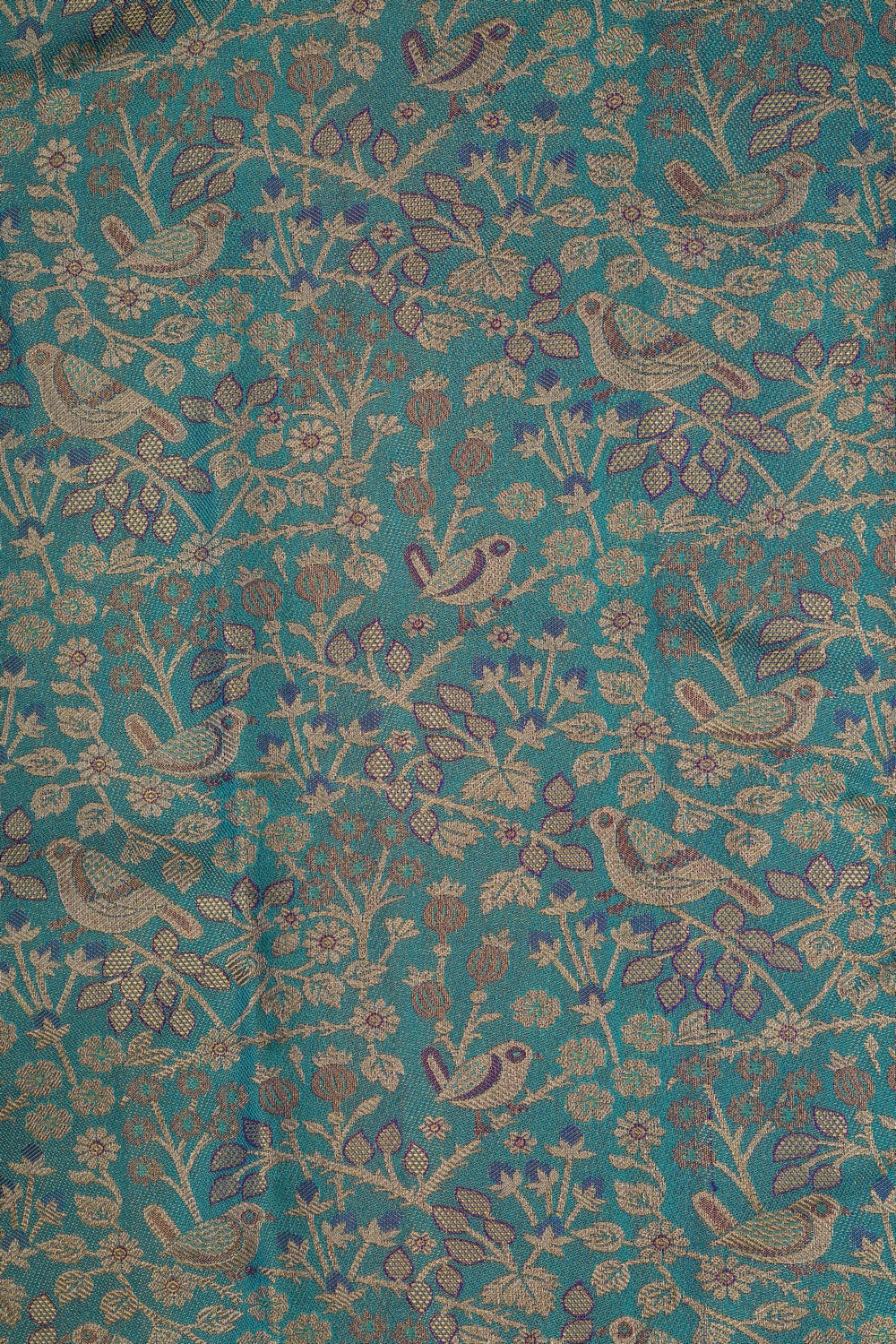 Image of A Blue Brocade Kanjivaram Silk Saree