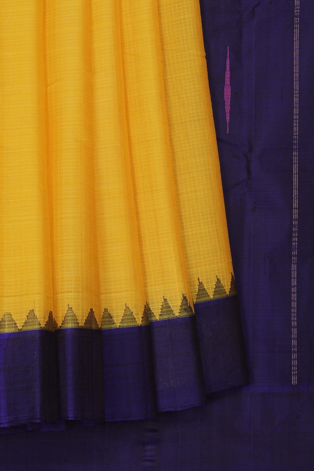 Image of Gadwal Silk Cotton Yellow Saree