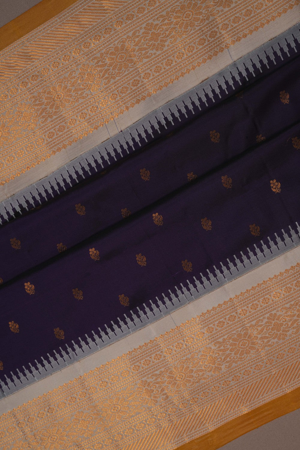 Image of Gadwal Silk Purple Saree