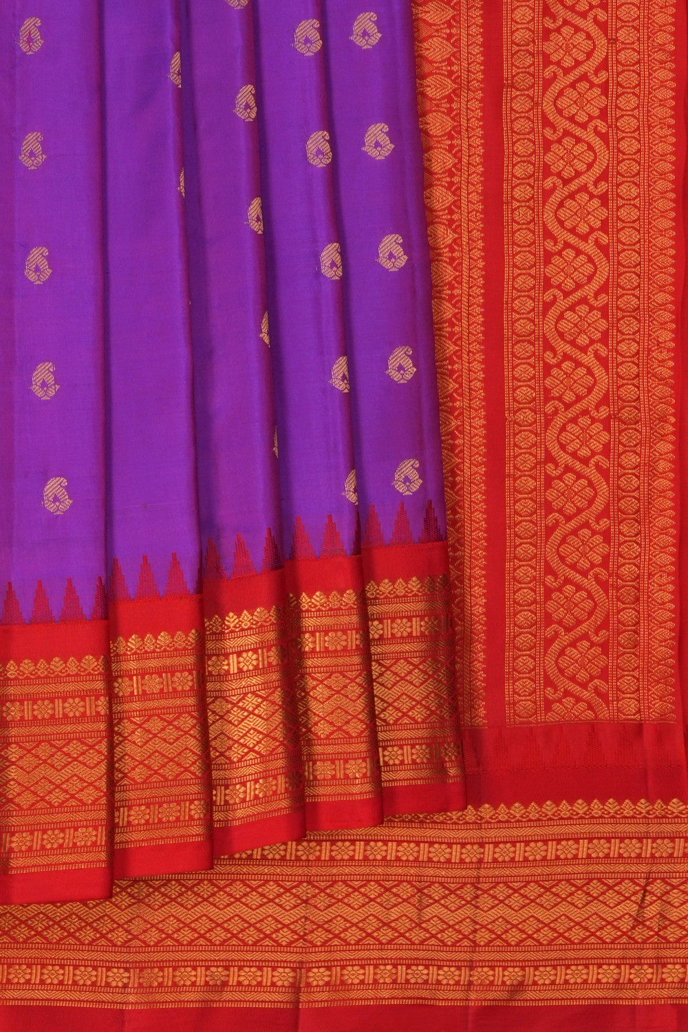 Image of Gadwal Silk Purple Saree