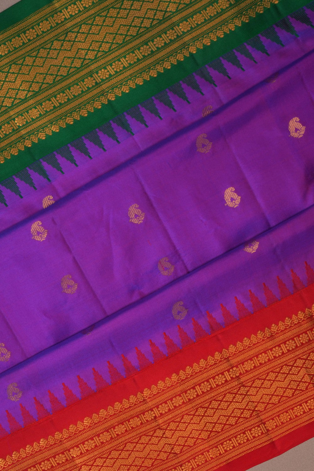 Image of Gadwal Silk Purple Saree