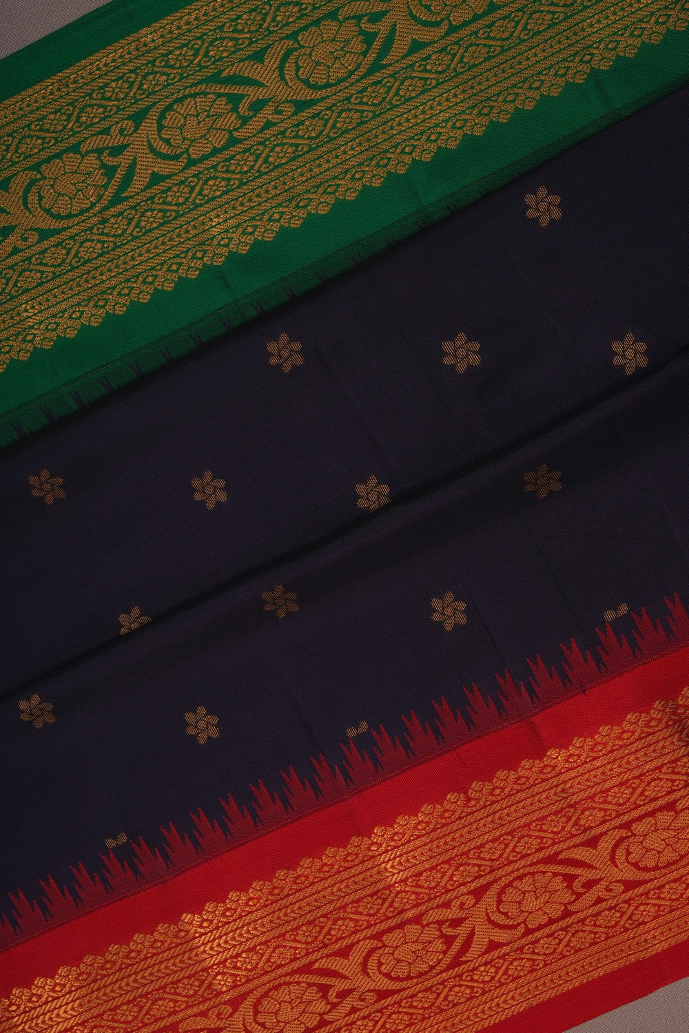 Image of Gadwal Silk Navy Blue Saree