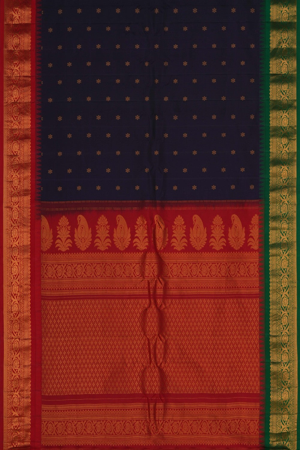 Image of Gadwal Silk Navy Blue Saree