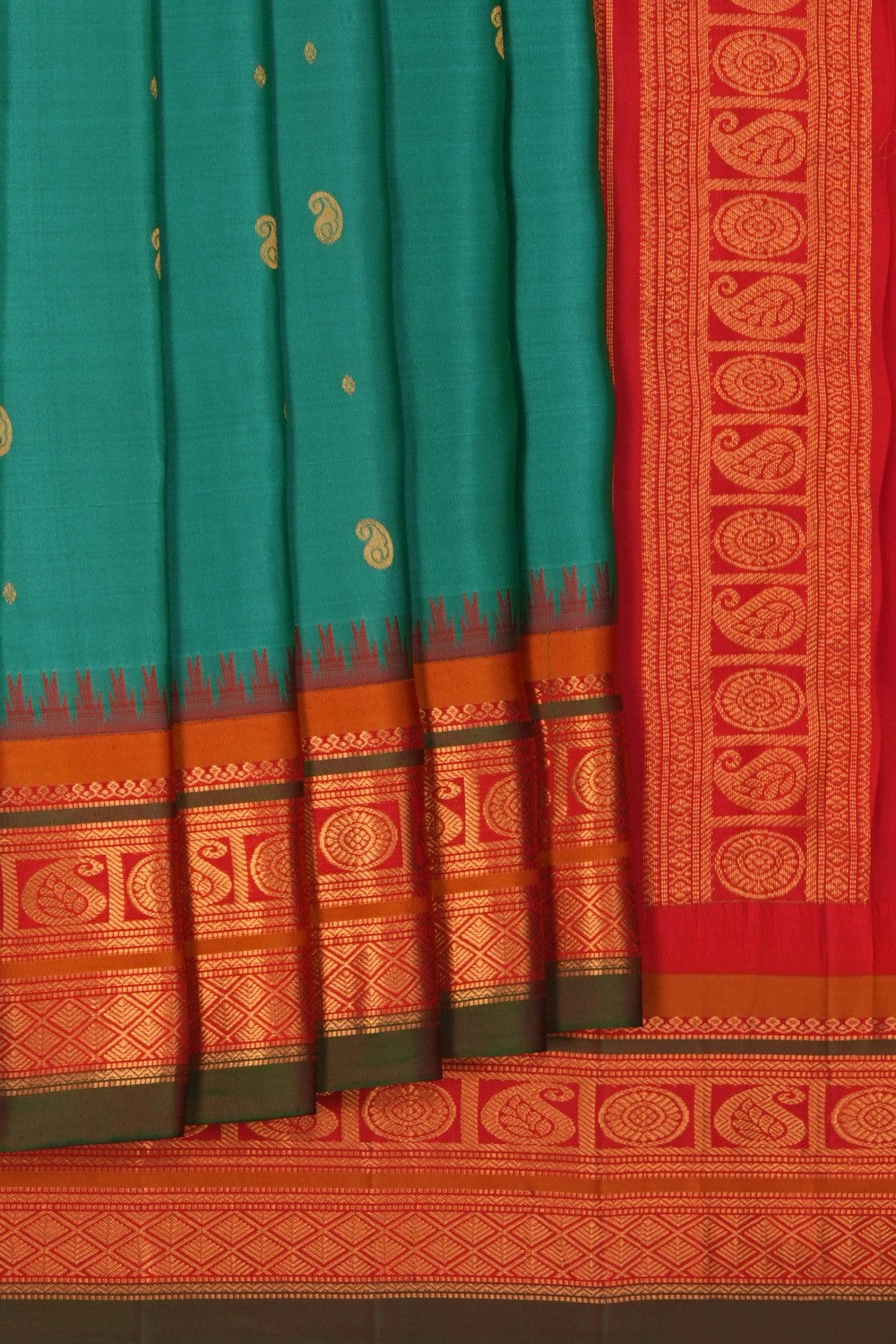Image of Gadwal Silk Green Saree