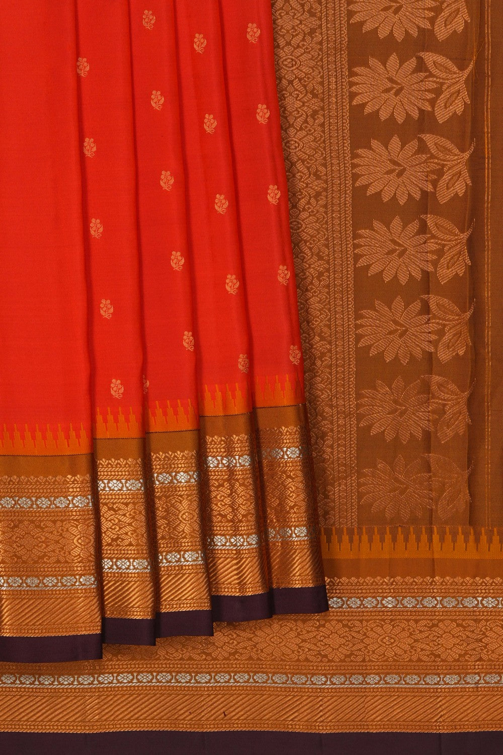 Image of Gadwal Silk Red Saree