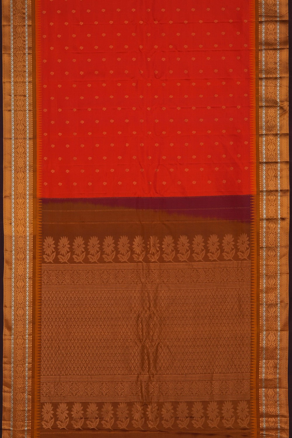 Image of Gadwal Silk Red Saree