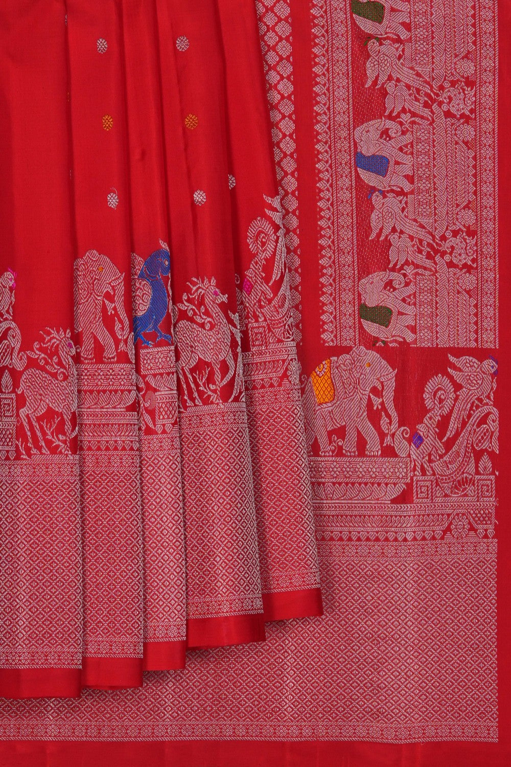 Image of Gadwal Silk Red Saree