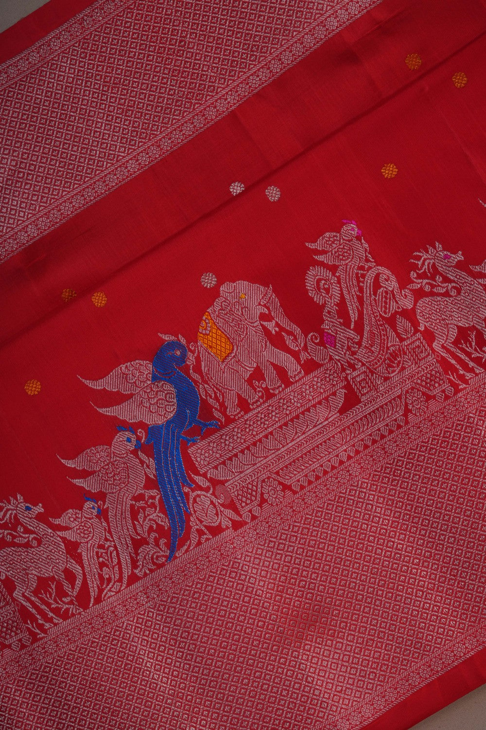 Image of Gadwal Silk Red Saree