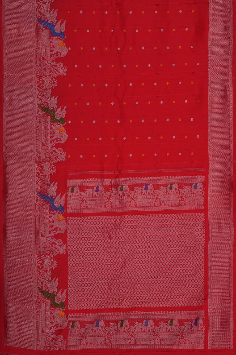 Image of Gadwal Silk Red Saree