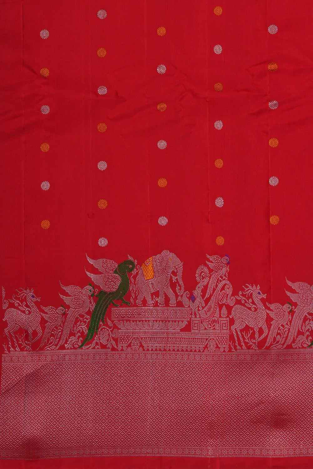 Image of Gadwal Silk Red Saree