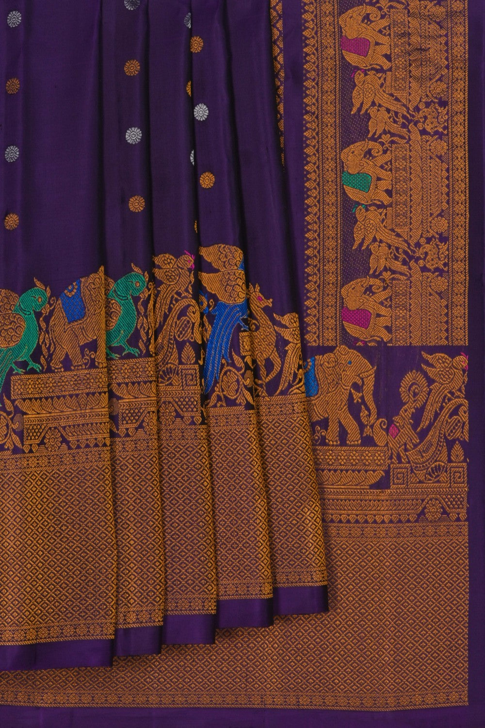 Image of Gadwal Silk Purple Saree