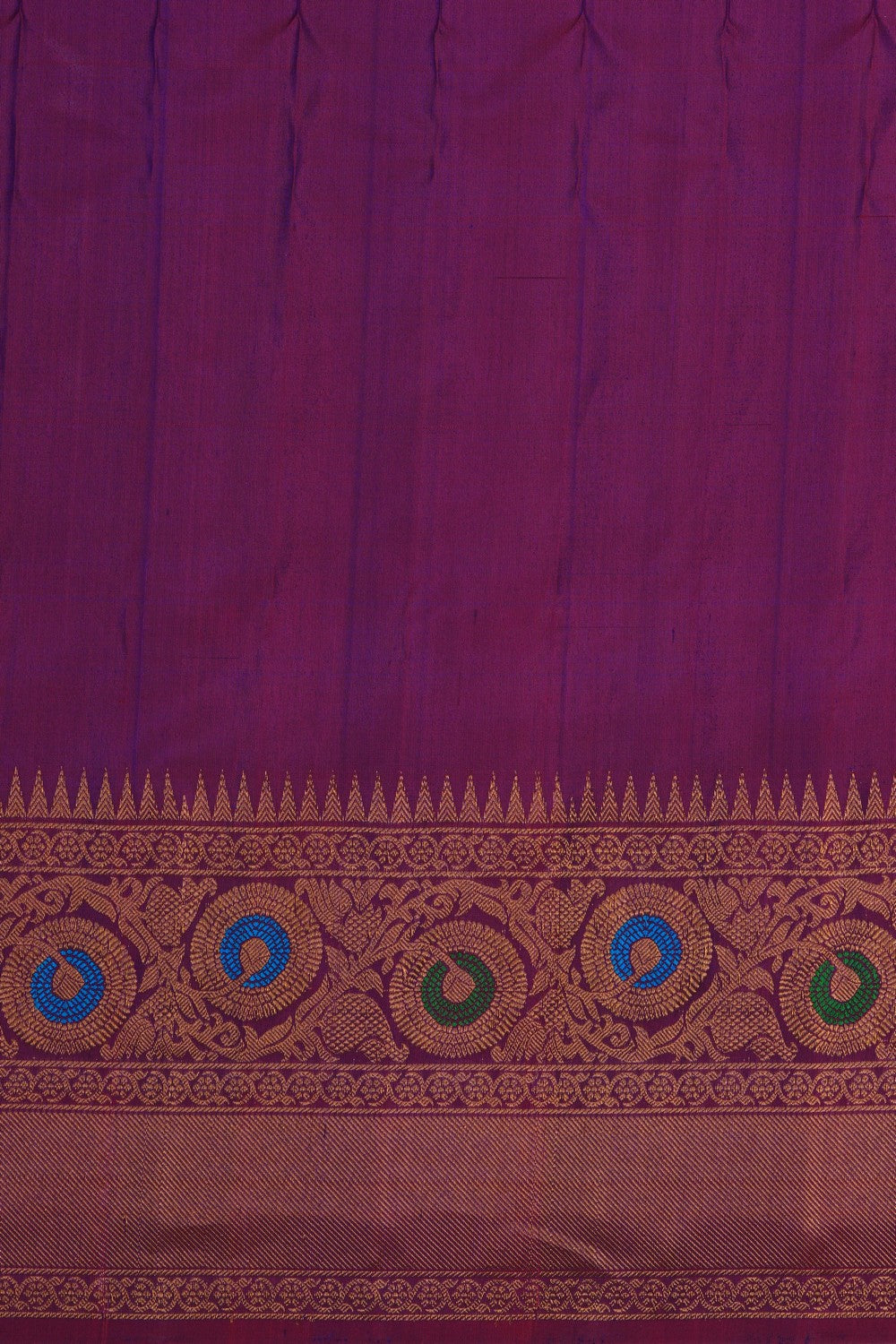 Image of Gadwal Silk Peacock Blue Saree