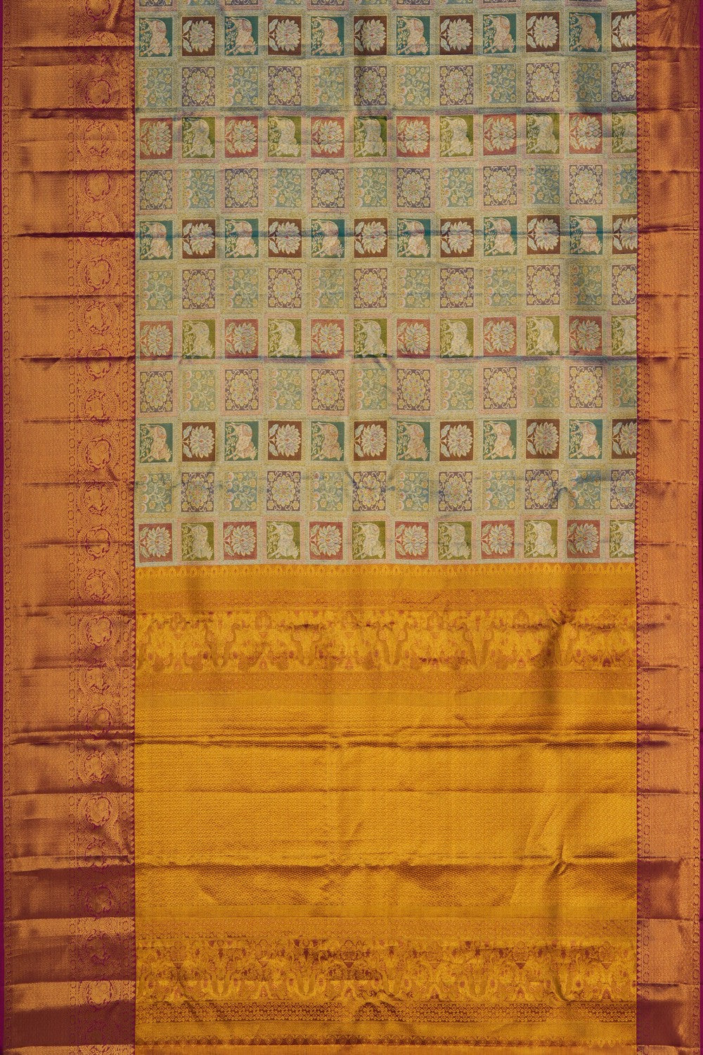 Image of A Blue Tissue Brocade Kanjivaram Silk Saree