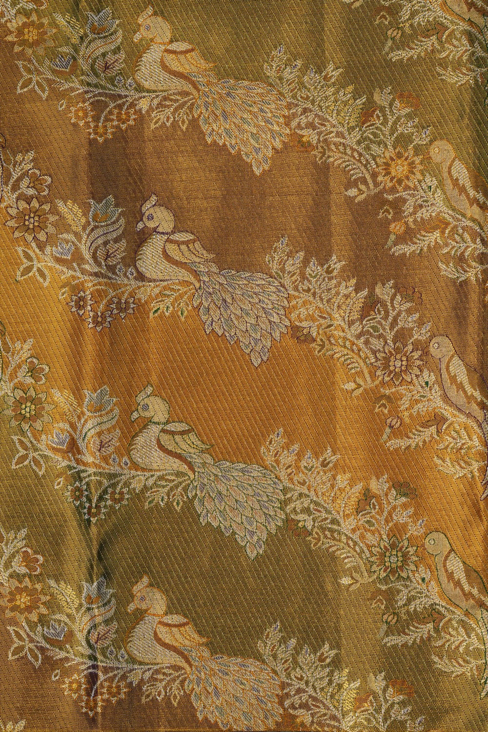 Image of Metallic Gold Tissue Brocade Kanjivaram Silk Saree