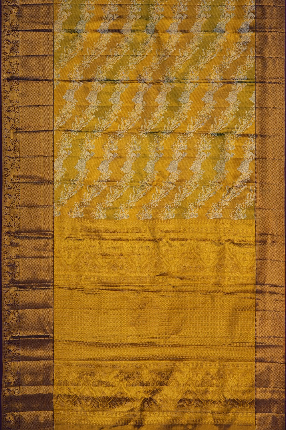 Image of Metallic Gold Tissue Brocade Kanjivaram Silk Saree
