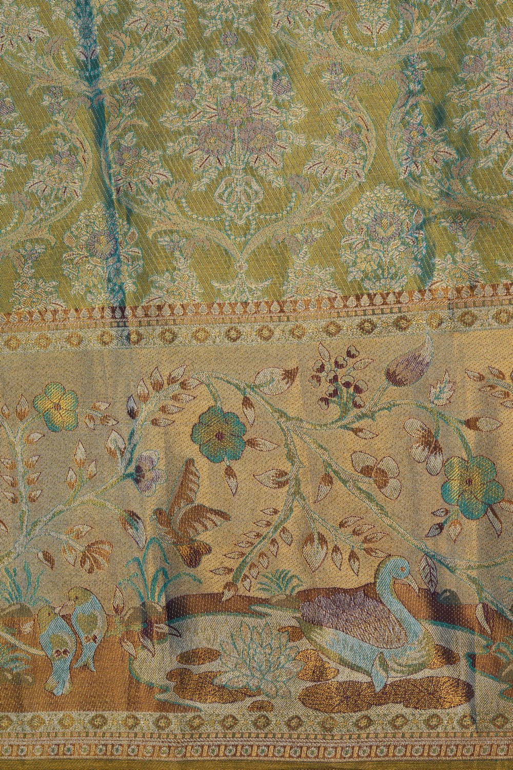 Image of Blue Tissue Brocade Kanjivaram Silk Saree