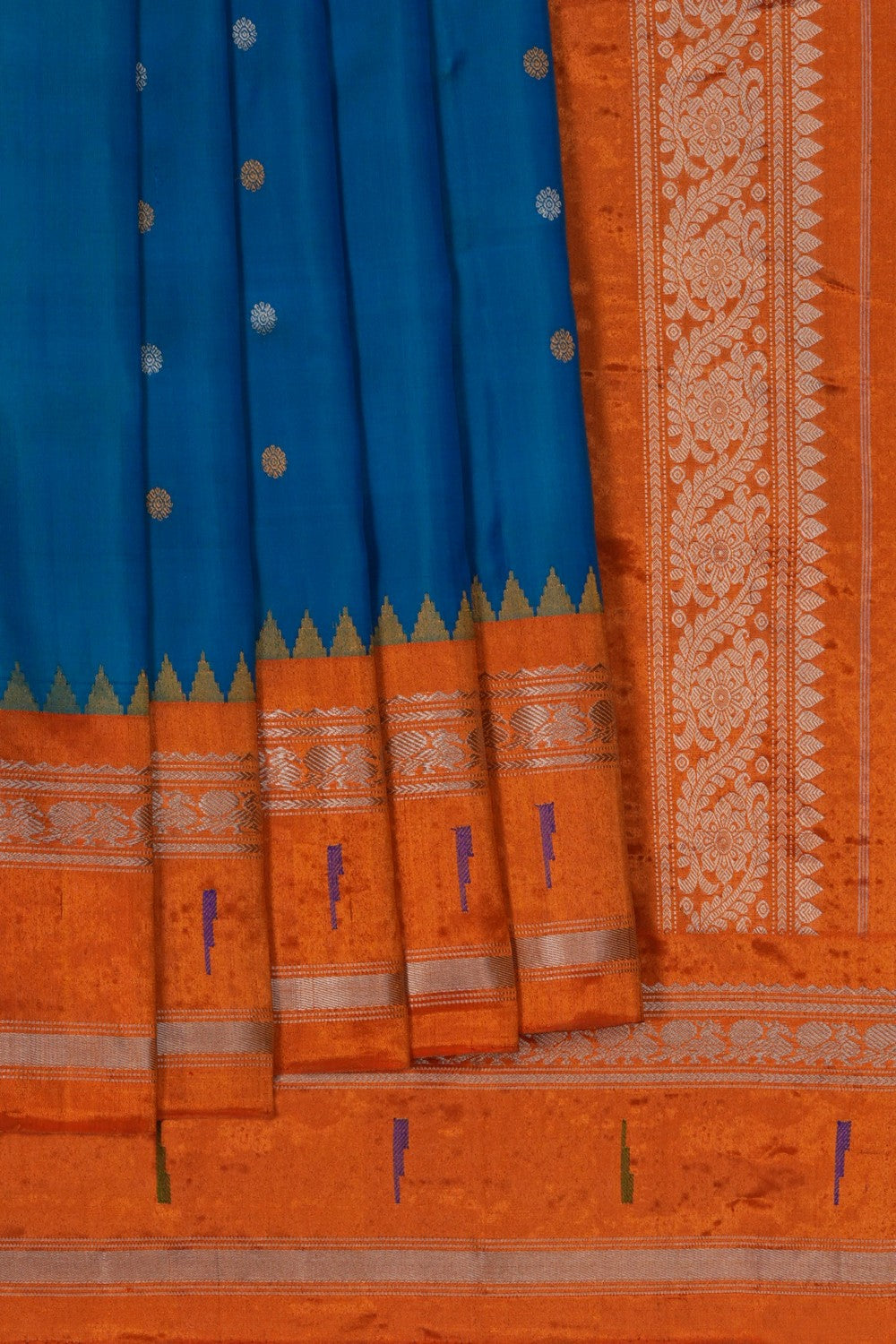 Image of Gadwal Silk Blue Saree
