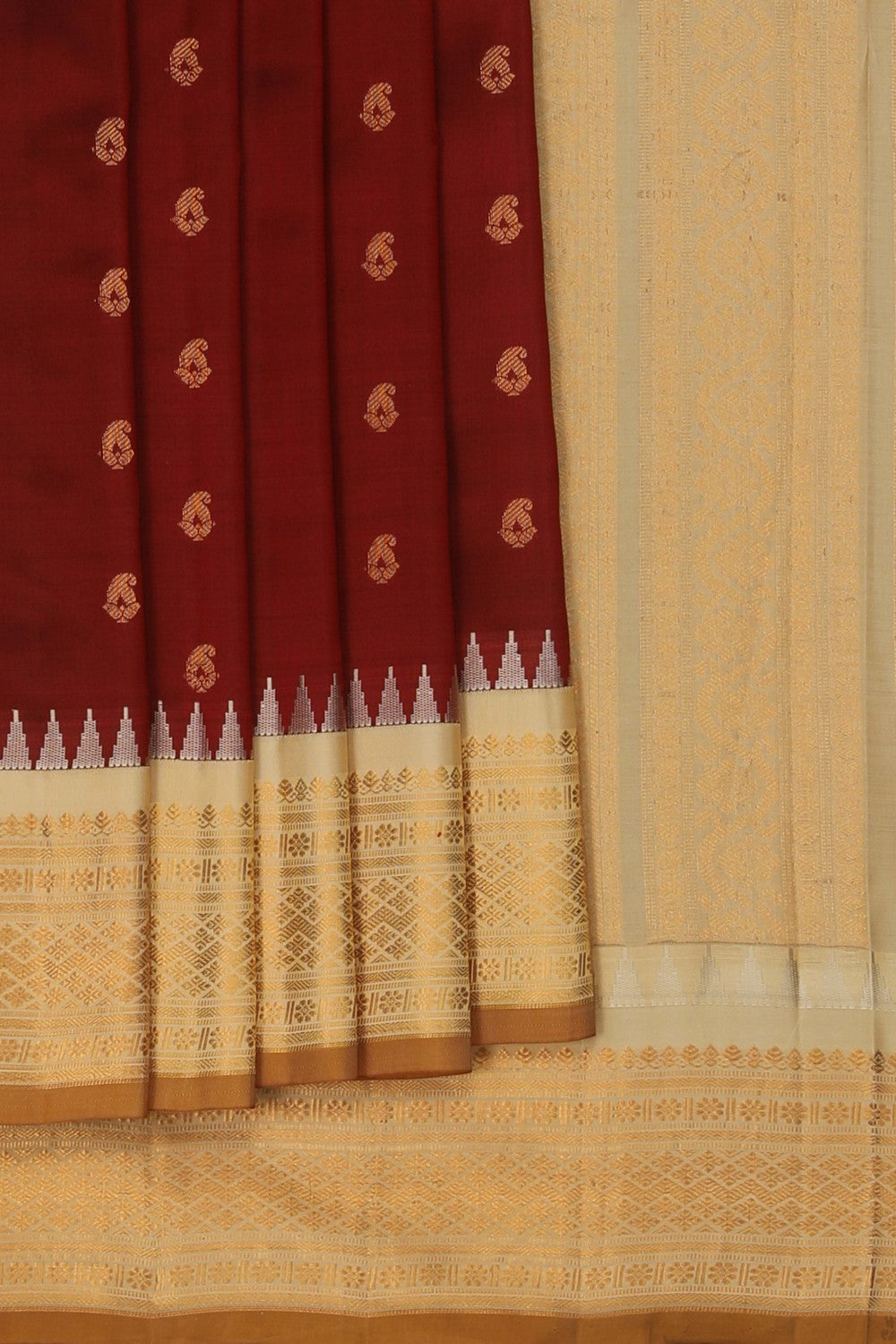 Image of Gadwal Silk Maroon Saree