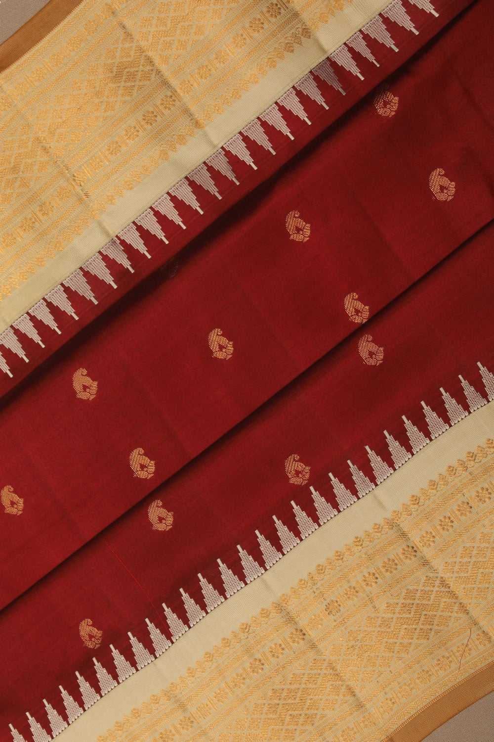 Image of Gadwal Silk Maroon Saree