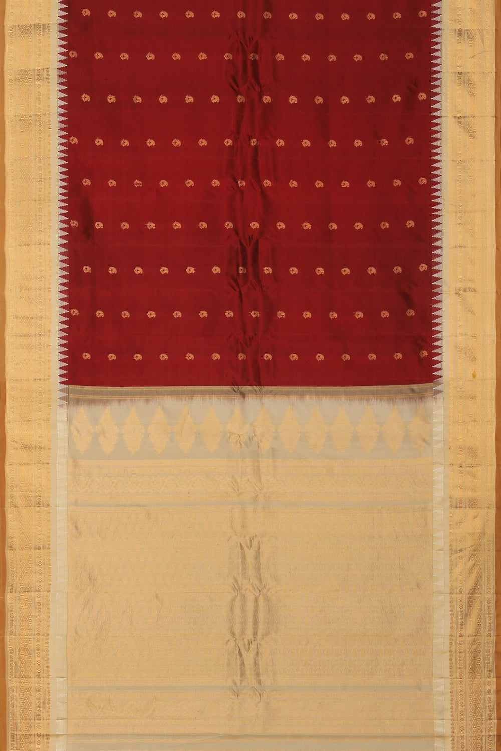 Image of Gadwal Silk Maroon Saree