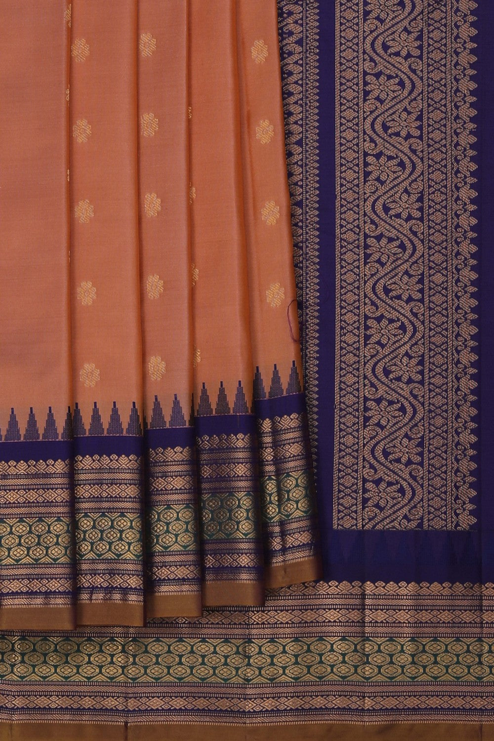 Image of Gadwal Silk Peach Saree