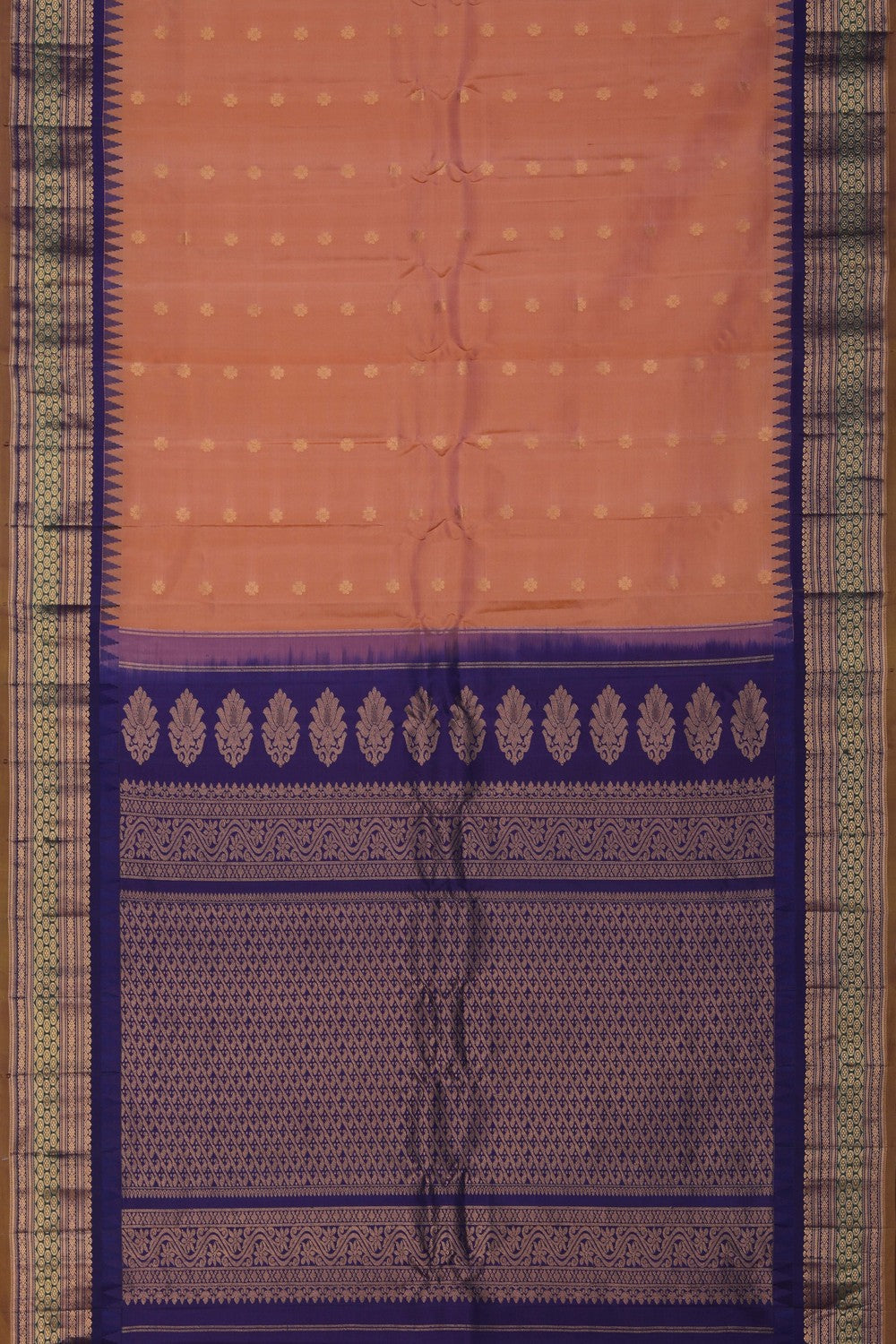 Image of Gadwal Silk Peach Saree