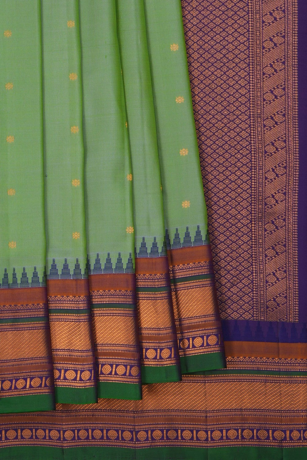 Image of Gadwal Silk Mint-Green Saree