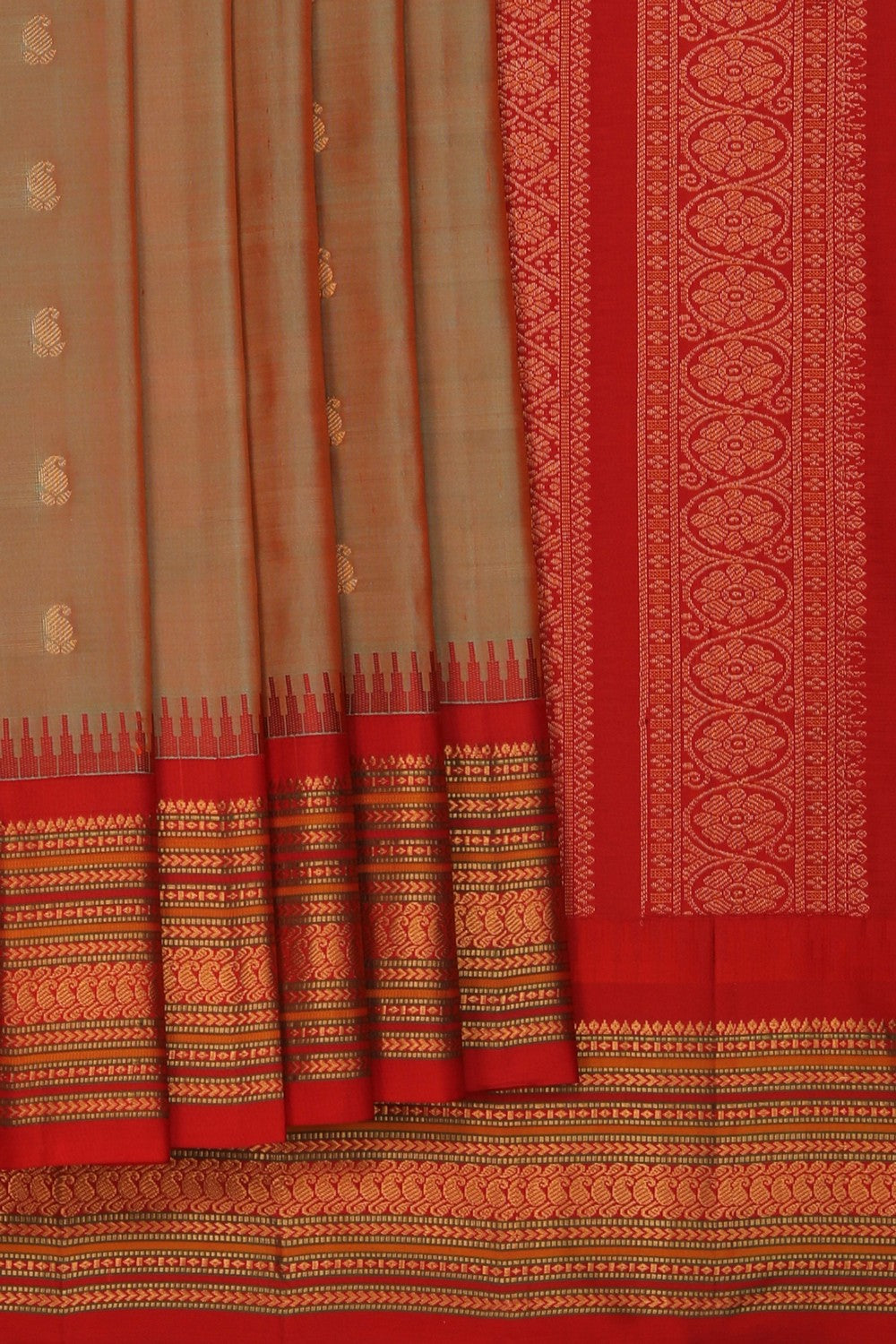 Image of Gadwal Silk Sea-Green Saree