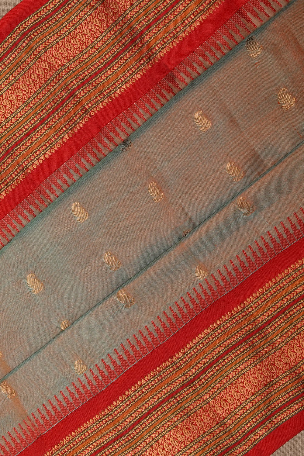 Image of Gadwal Silk Sea-Green Saree