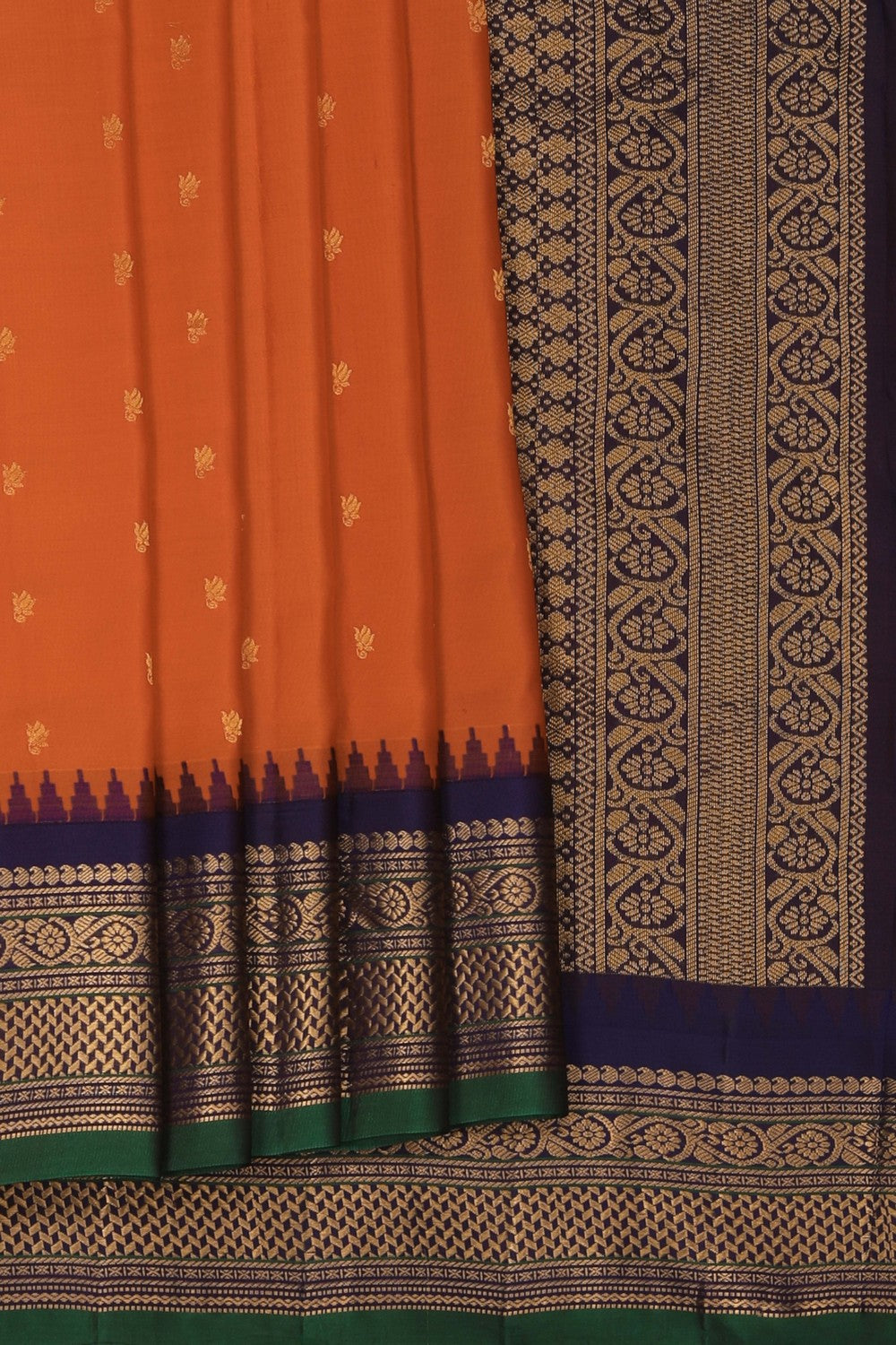 Image of Gadwal Silk Orange Saree