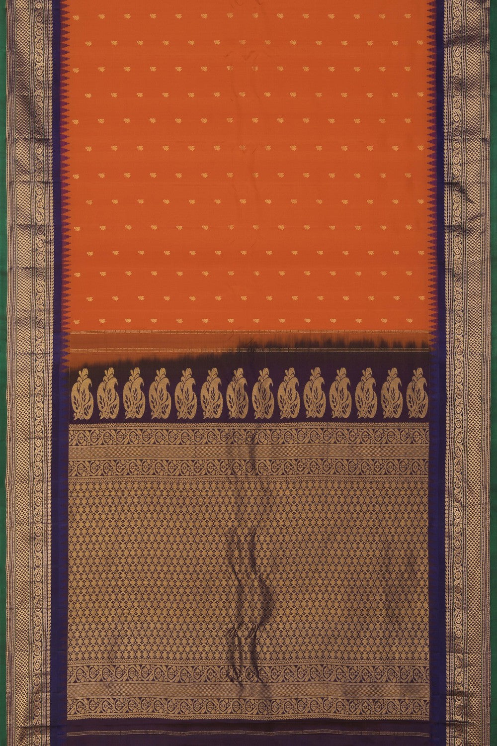 Image of Gadwal Silk Orange Saree