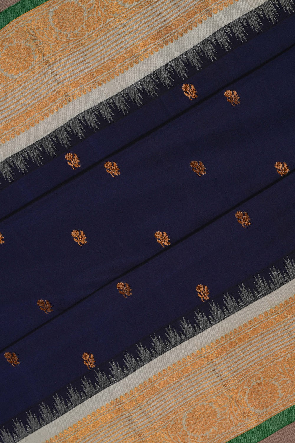 Image of Gadwal Silk Navy Blue Saree
