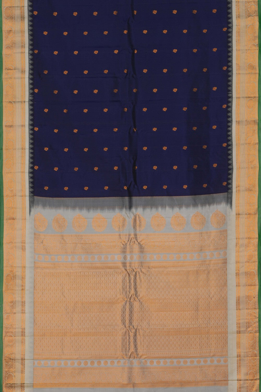 Image of Gadwal Silk Navy Blue Saree