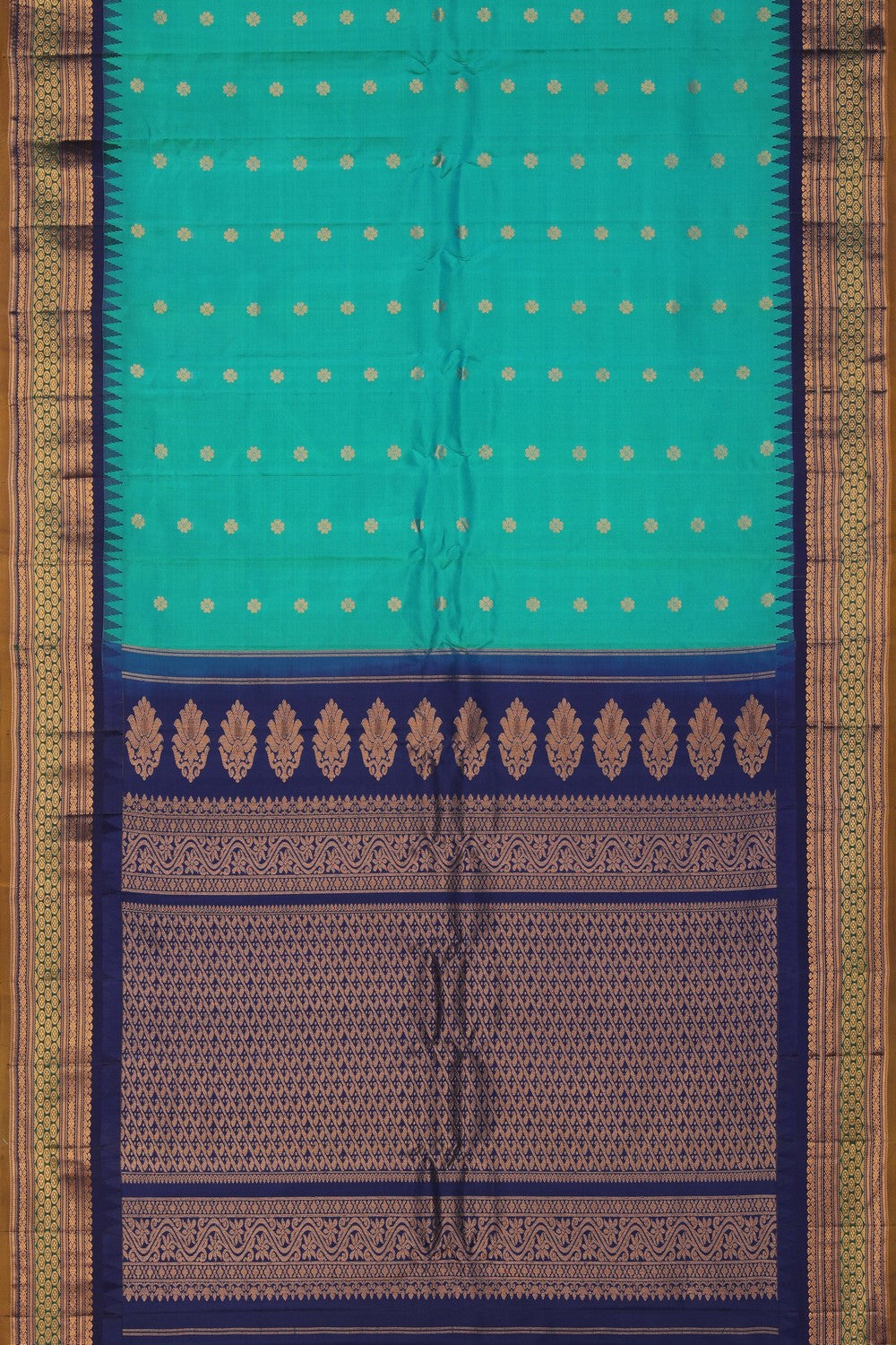 Image of Gadwal Silk Teal Green Saree